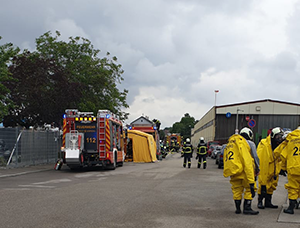 Feuerwehr beim Einsatz in Asperg